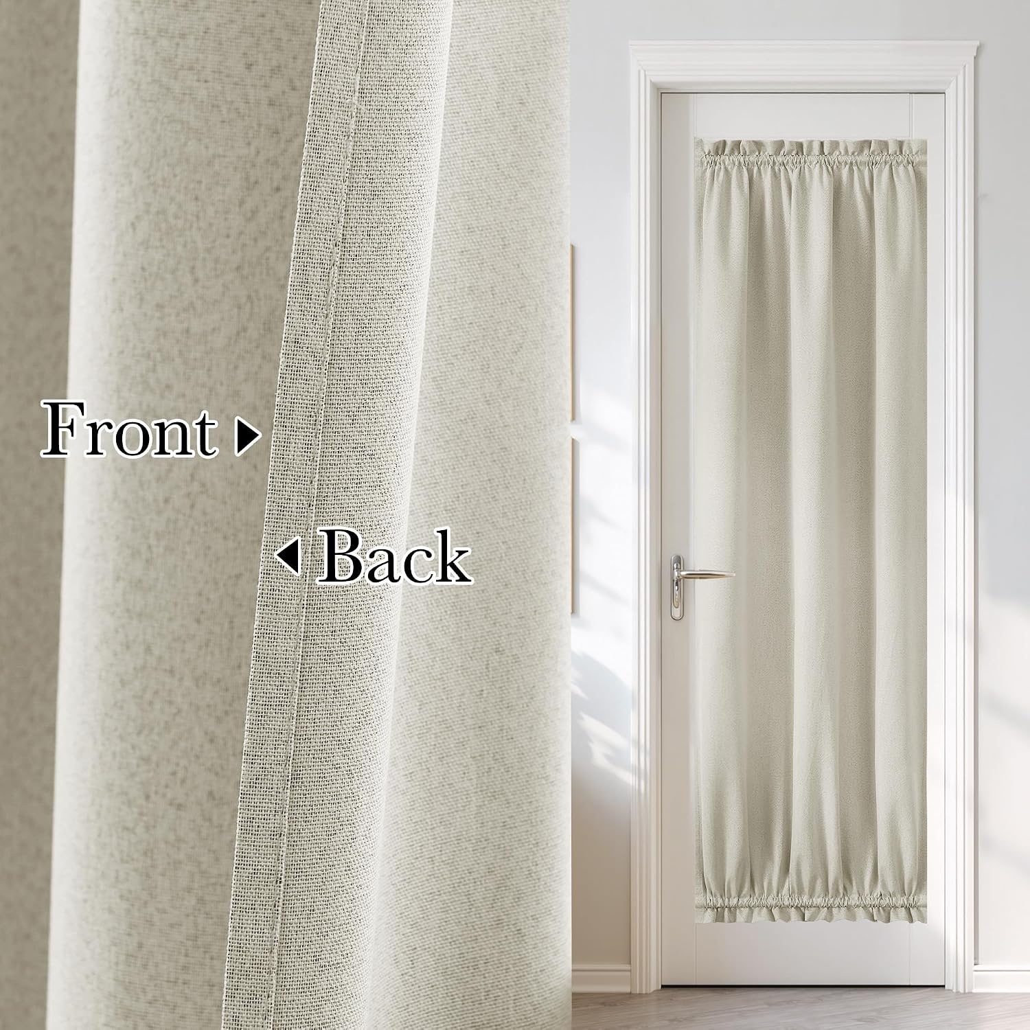image:imageNICETOWN Dove Grey Blackout Linen French Door Curtain for Glass WindowLight Beige