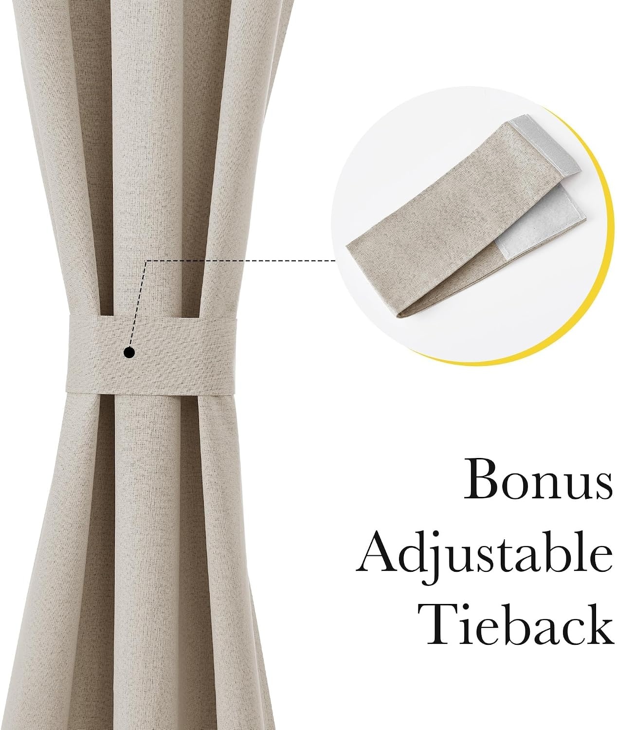 image:imageNICETOWN Dove Grey Blackout Linen French Door Curtain for Glass WindowSand