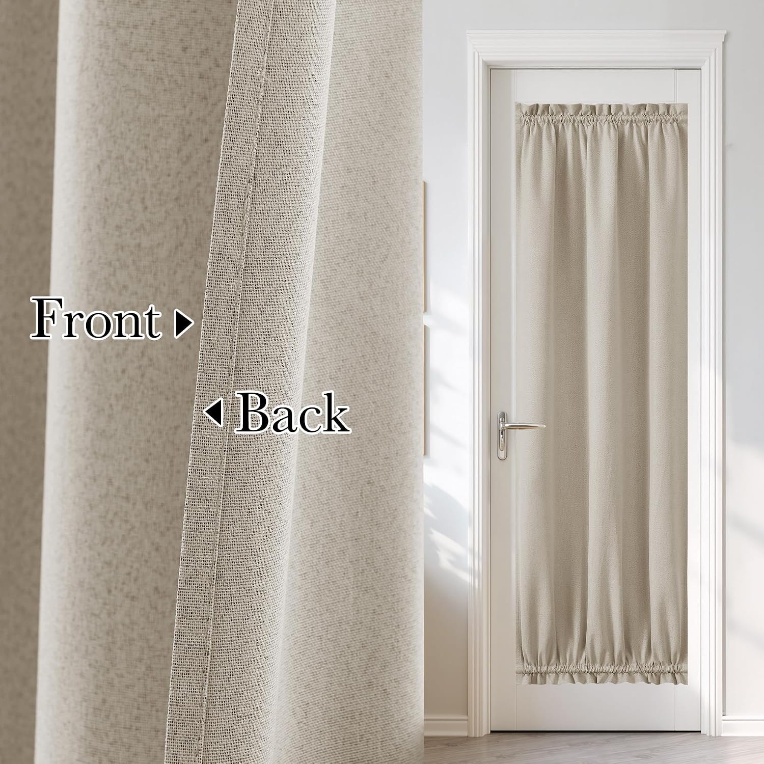 image:imageNICETOWN Dove Grey Blackout Linen French Door Curtain for Glass WindowSand