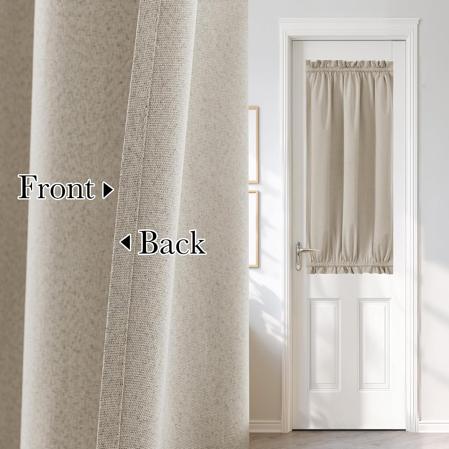 image:imageNICETOWN Dove Grey Blackout Linen French Door Curtain for Glass WindowSand