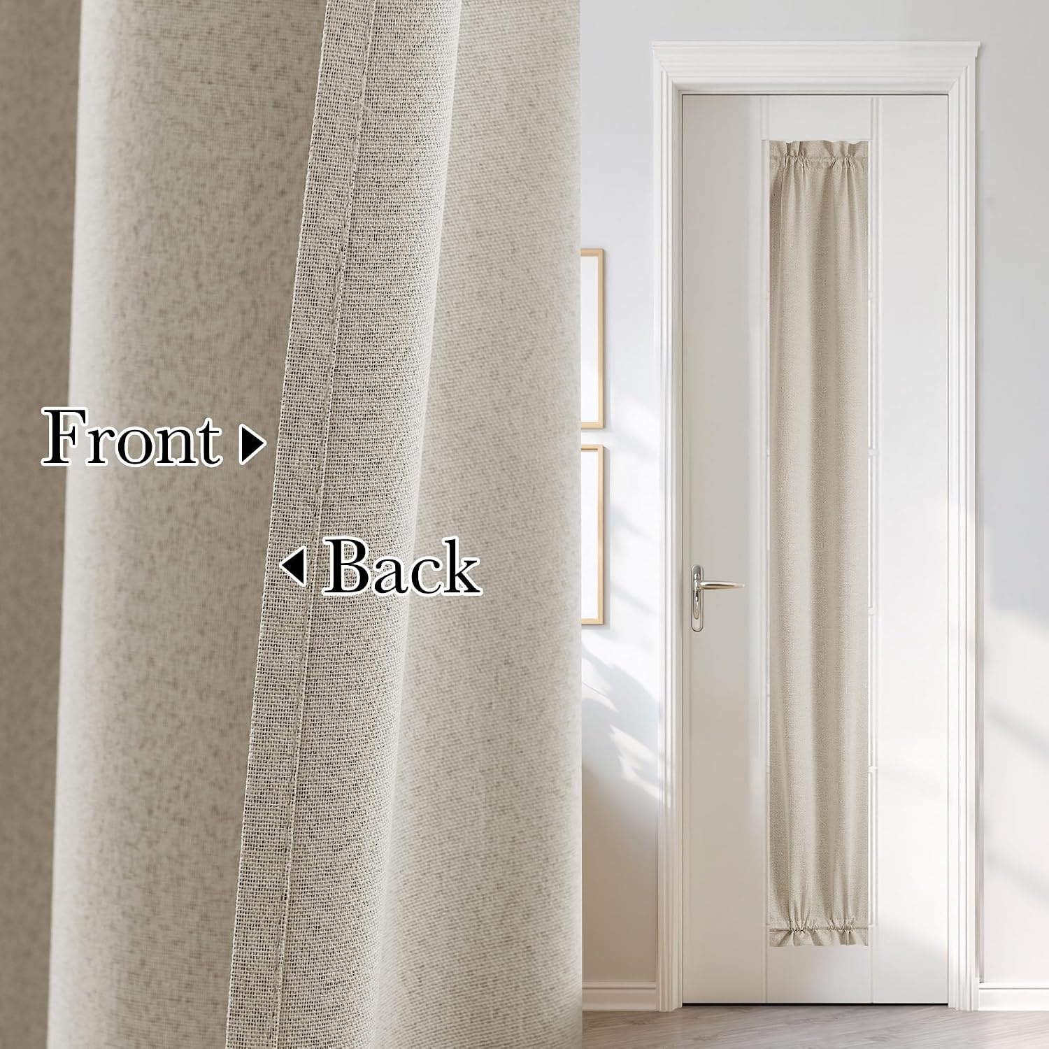 image:imageNICETOWN Dove Grey Blackout Linen French Door Curtain for Glass WindowSand