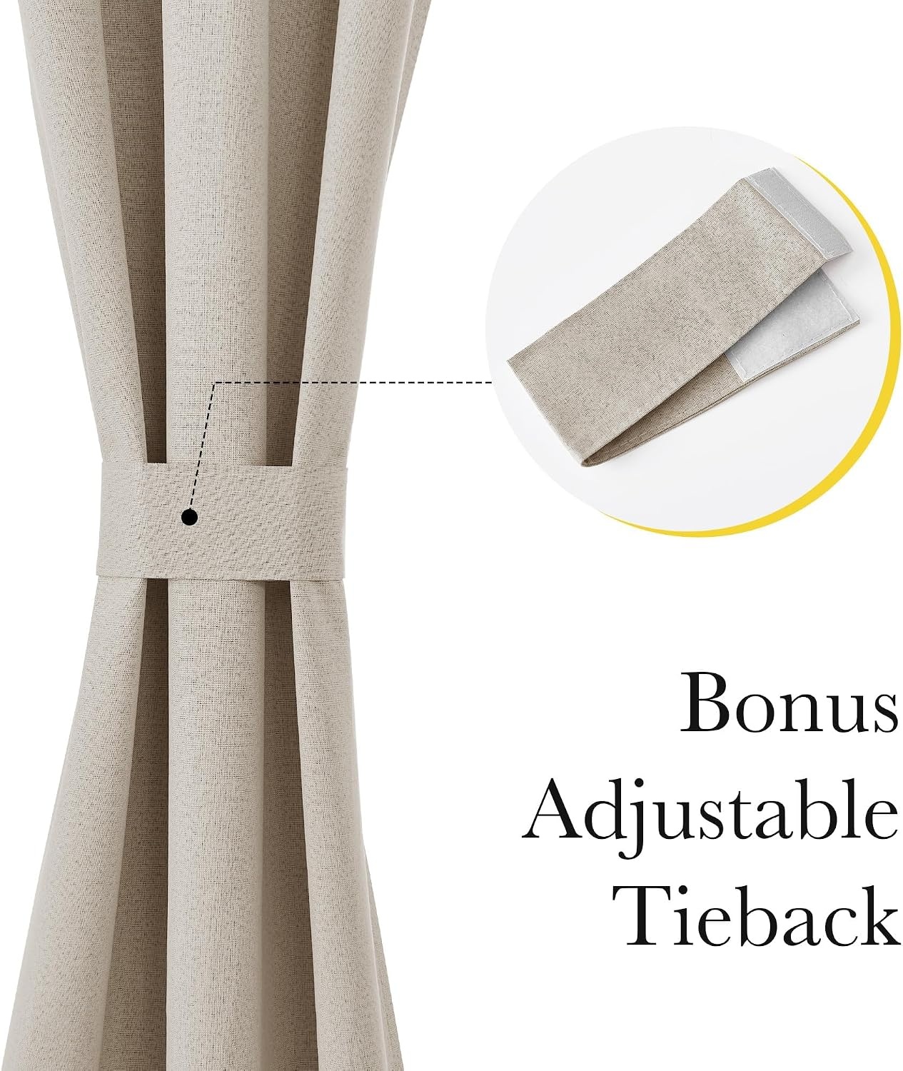 image:imageNICETOWN Dove Grey Blackout Linen French Door Curtain for Glass WindowSand