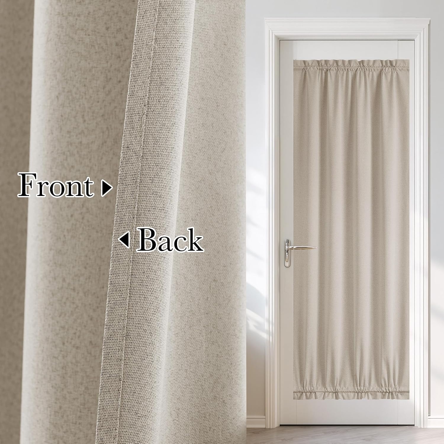 image:imageNICETOWN Dove Grey Blackout Linen French Door Curtain for Glass WindowSand