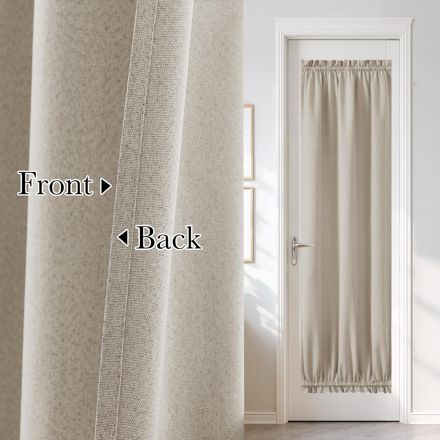 image:imageNICETOWN Dove Grey Blackout Linen French Door Curtain for Glass WindowSand