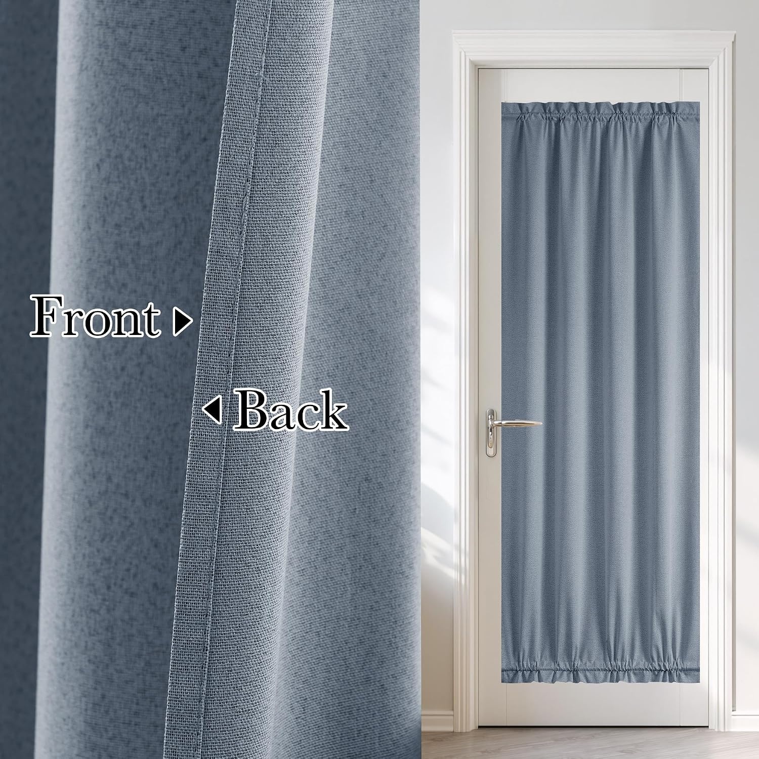 image:imageNICETOWN Dove Grey Blackout Linen French Door Curtain for Glass WindowStone Blue