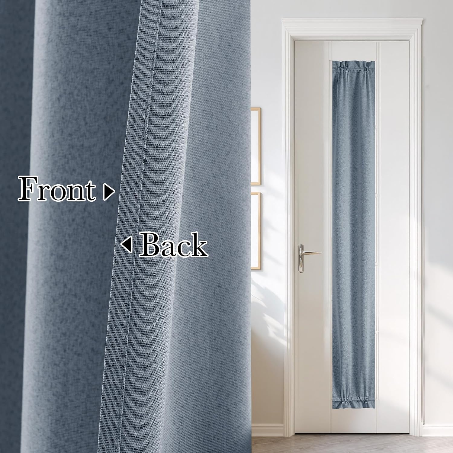 image:imageNICETOWN Dove Grey Blackout Linen French Door Curtain for Glass WindowStone Blue