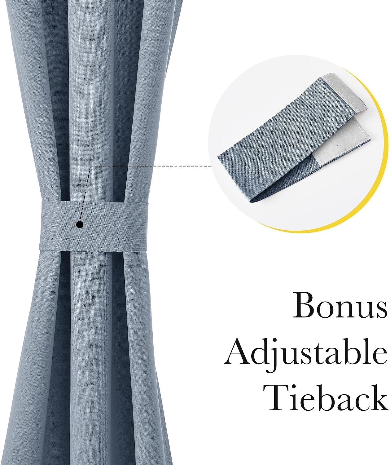 image:imageNICETOWN Dove Grey Blackout Linen French Door Curtain for Glass WindowStone Blue