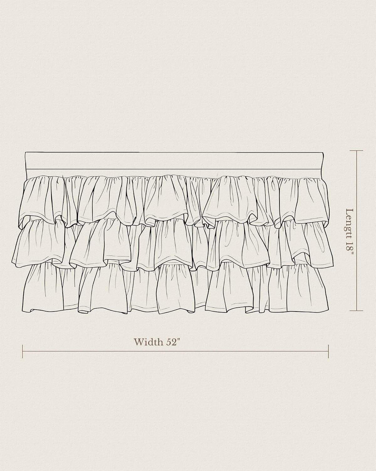 image:imageNICETOWN Farmhouse Valance Curtains 20 Inches Long for Kitchen amp Bathroom French Country Ruffled Linen Valance for Window Shabby Chic Light Filtering Rod Pocket Design 52 WWhite