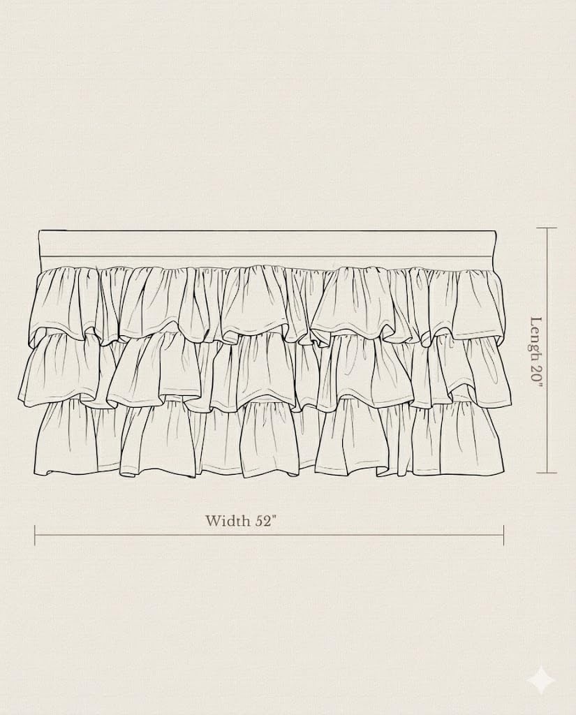 image:imageNICETOWN Farmhouse Valance Curtains 20 Inches Long for Kitchen amp Bathroom French Country Ruffled Linen Valance for Window Shabby Chic Light Filtering Rod Pocket Design 52 WWhite