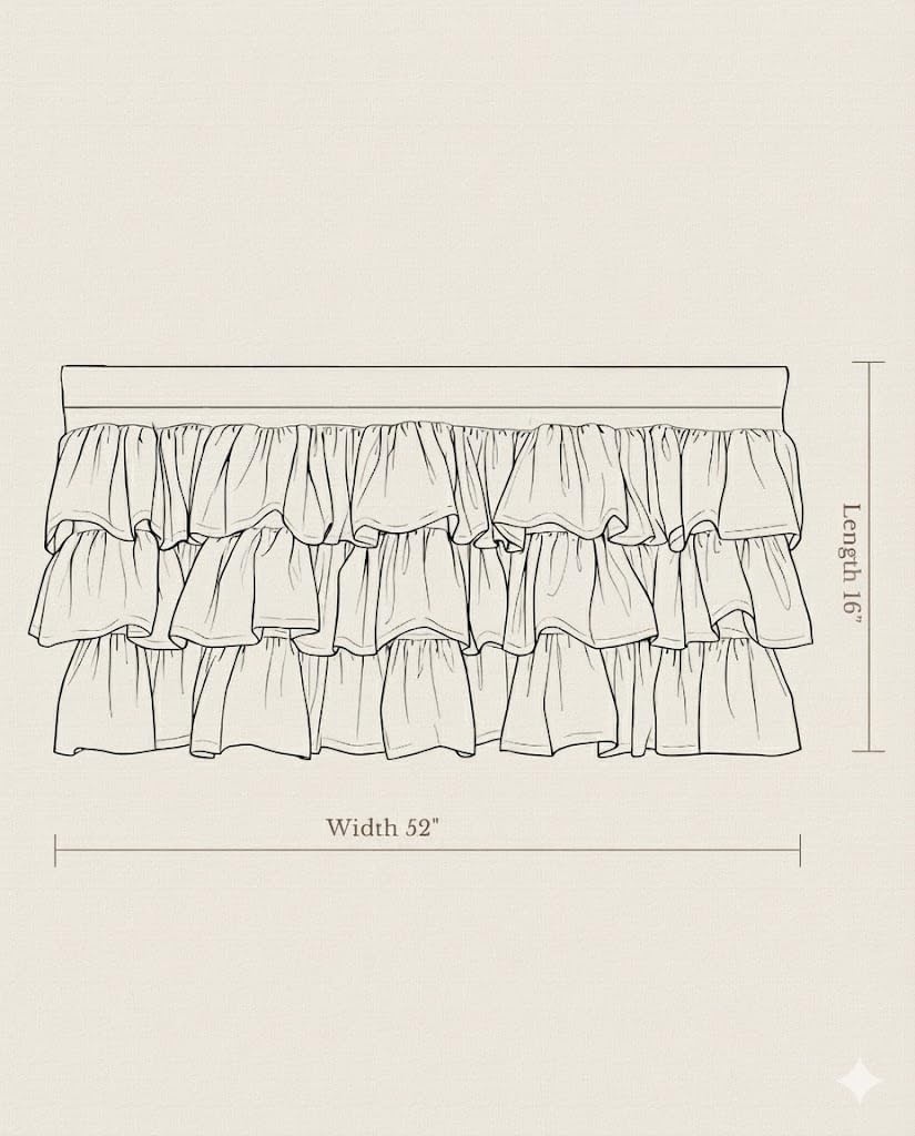 image:imageNICETOWN Farmhouse Valance Curtains 20 Inches Long for Kitchen amp Bathroom French Country Ruffled Linen Valance for Window Shabby Chic Light Filtering Rod Pocket Design 52 WWhite