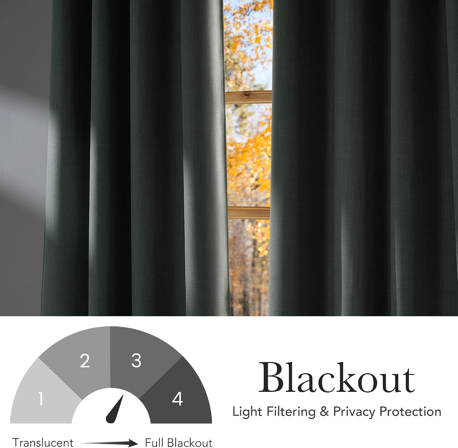 image:imageNICETOWN Faux Linen Sage Green Blackout Curtains 84 inches Long for Living