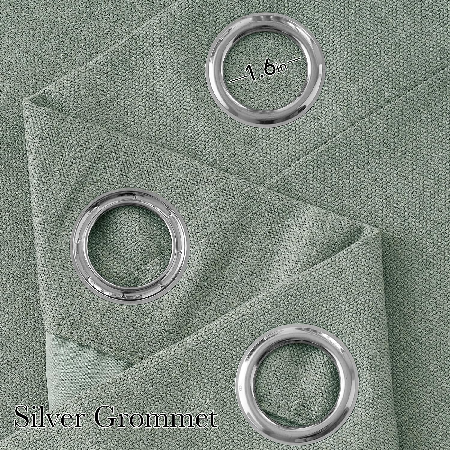 image:imageNICETOWN Faux Linen Sage Green Blackout Curtains 84 inches Long for Living