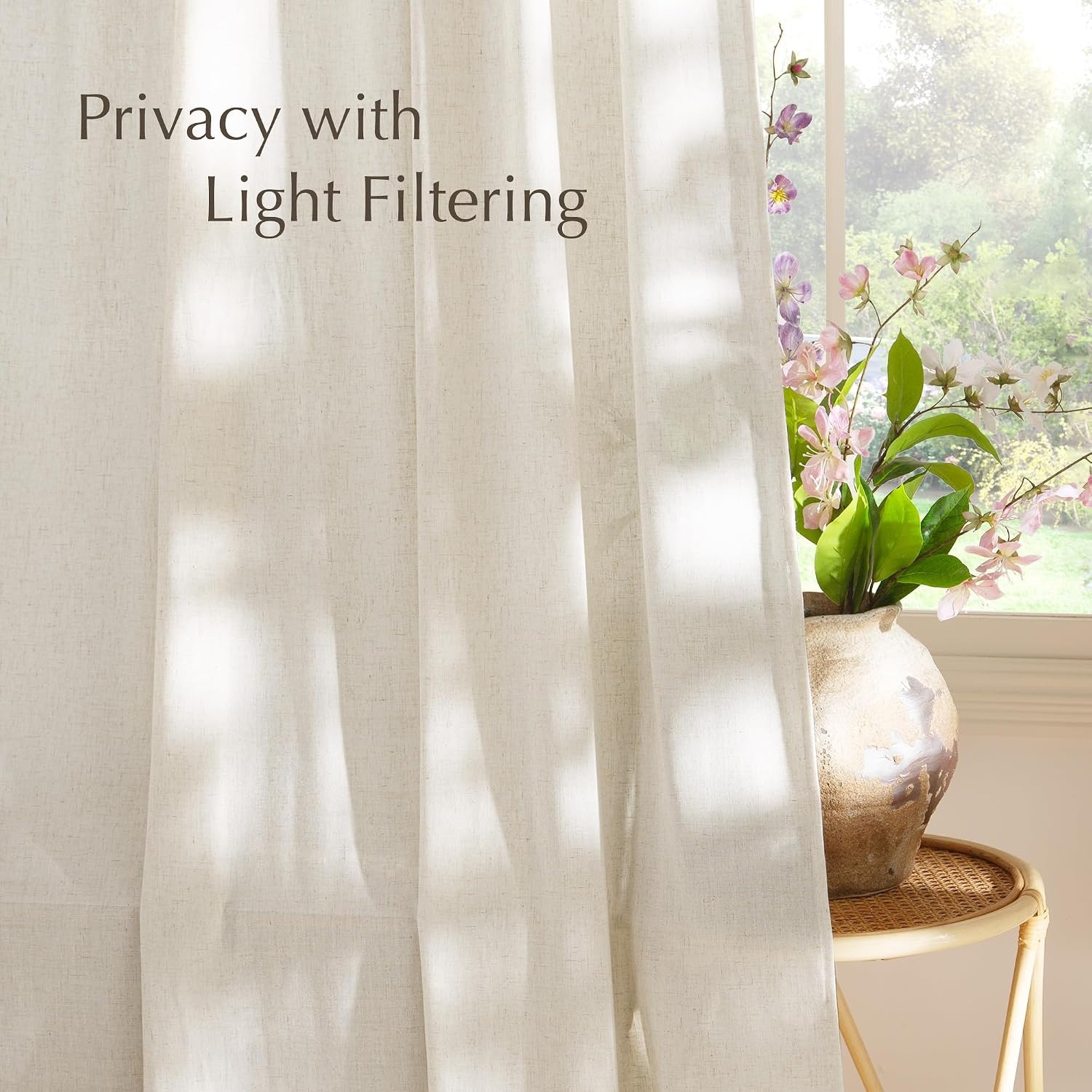 image:imageNICETOWN Gold Curtain Rod with Linen Curtain Bundle 84 inch Adjustable 2in1 Window Treatment Set for Bedroom