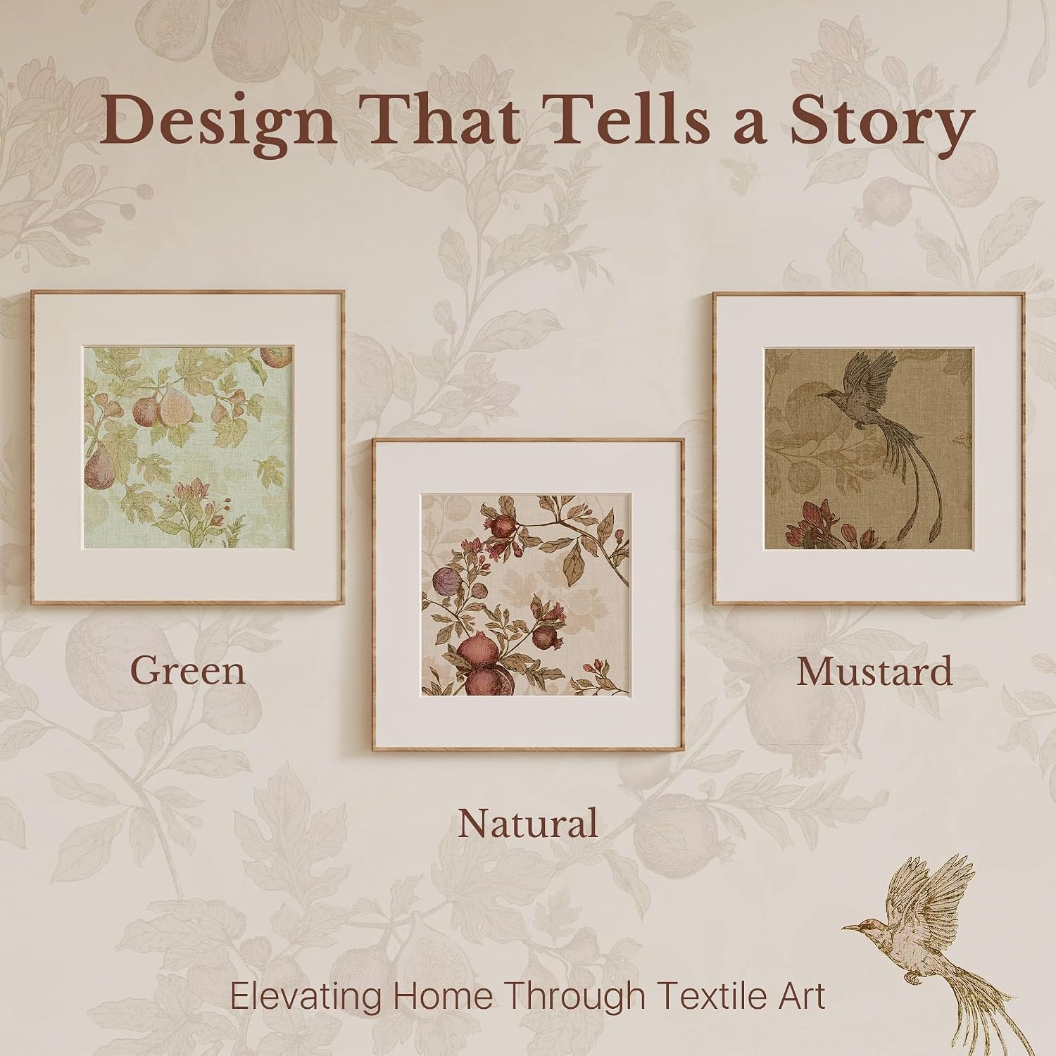 image:imageNICETOWN Green Linen Floral Curtains for Living Room Bedroom 84 Inches LongNatural