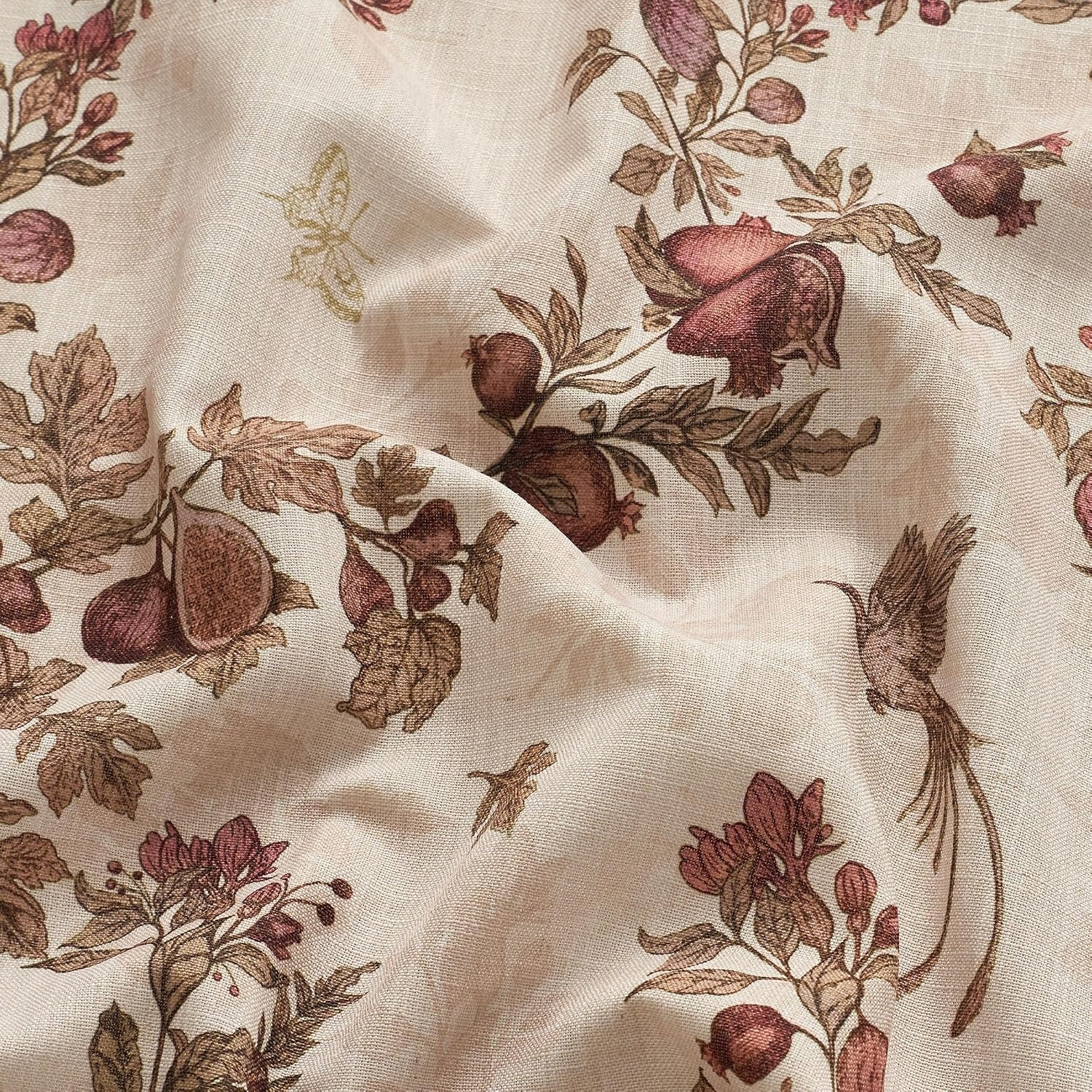 image:imageNICETOWN Green Linen Floral Curtains for Living Room Bedroom 84 Inches LongNatural