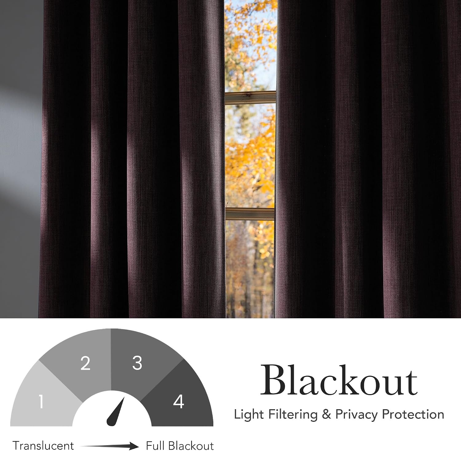 image:imageNICETOWN Greyish Purple Faux Linen Room Darkening Rod Pocket Curtains 63 inch Length W42 x L63 Light Blocking Thermal Insulated Noise Reducing Drapes for Bedroom Farmhouse Decor 2 Panels
