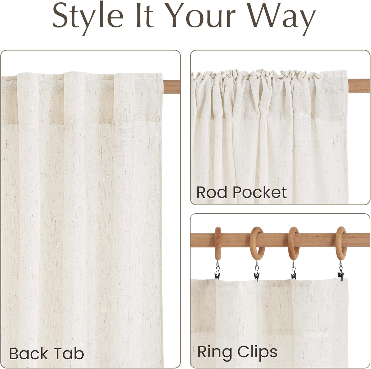 image:imageNICETOWN Kitchen Curtains 24 Inch Linen Textured Tiers Farmhouse CafeNavy Blue