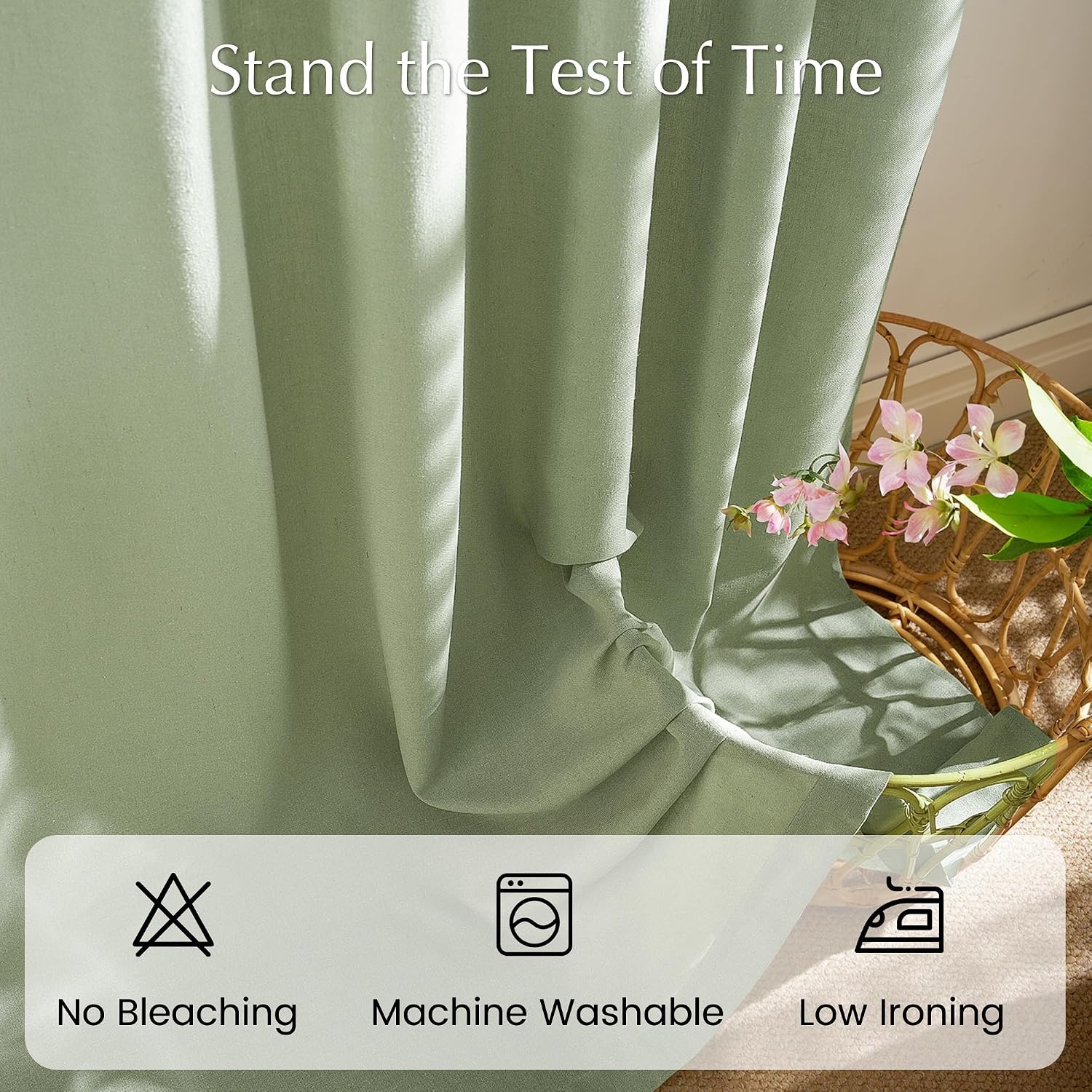 image:imageNICETOWN Kitchen Curtains 24 Inch Linen Textured Tiers Farmhouse CafeSage Green
