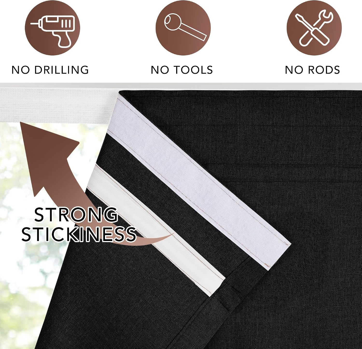 image:imageNICETOWN Linen 100 Blackout Door Curtain No Drill Cordless Thermal Insulated Roman Shade for French Front Door Adhesive Top amp Magnetic Roman Roll Up Privacy Curtain 24 W x 72 L 1 PC Off WhiteLinen Black