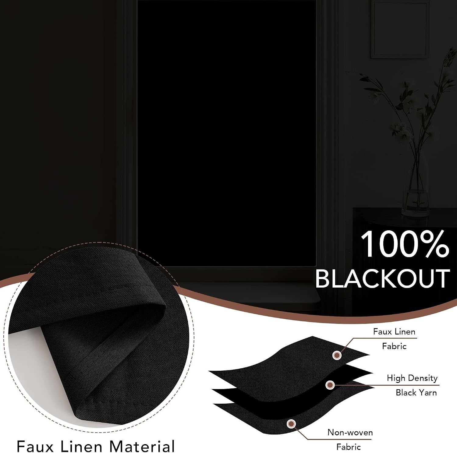 image:imageNICETOWN Linen 100 Blackout Door Curtain No Drill Cordless Thermal Insulated Roman Shade for French Front Door Adhesive Top amp Magnetic Roman Roll Up Privacy Curtain 24 W x 72 L 1 PC Off WhiteLinen Black