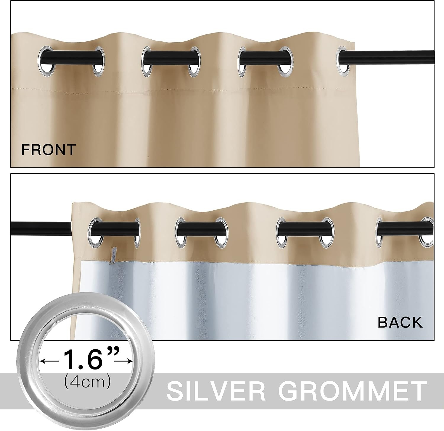 image:imageNICETOWN Living Room Noise Reducing Natural Faux Linen Curtains Privacy Protection amp Completely Shaded Lower PM25 Particles Drapes Lined Insulated Window Treatment Panels 2 Pieces W52 x L84Dust Filter Grommet Biscotti Beige
