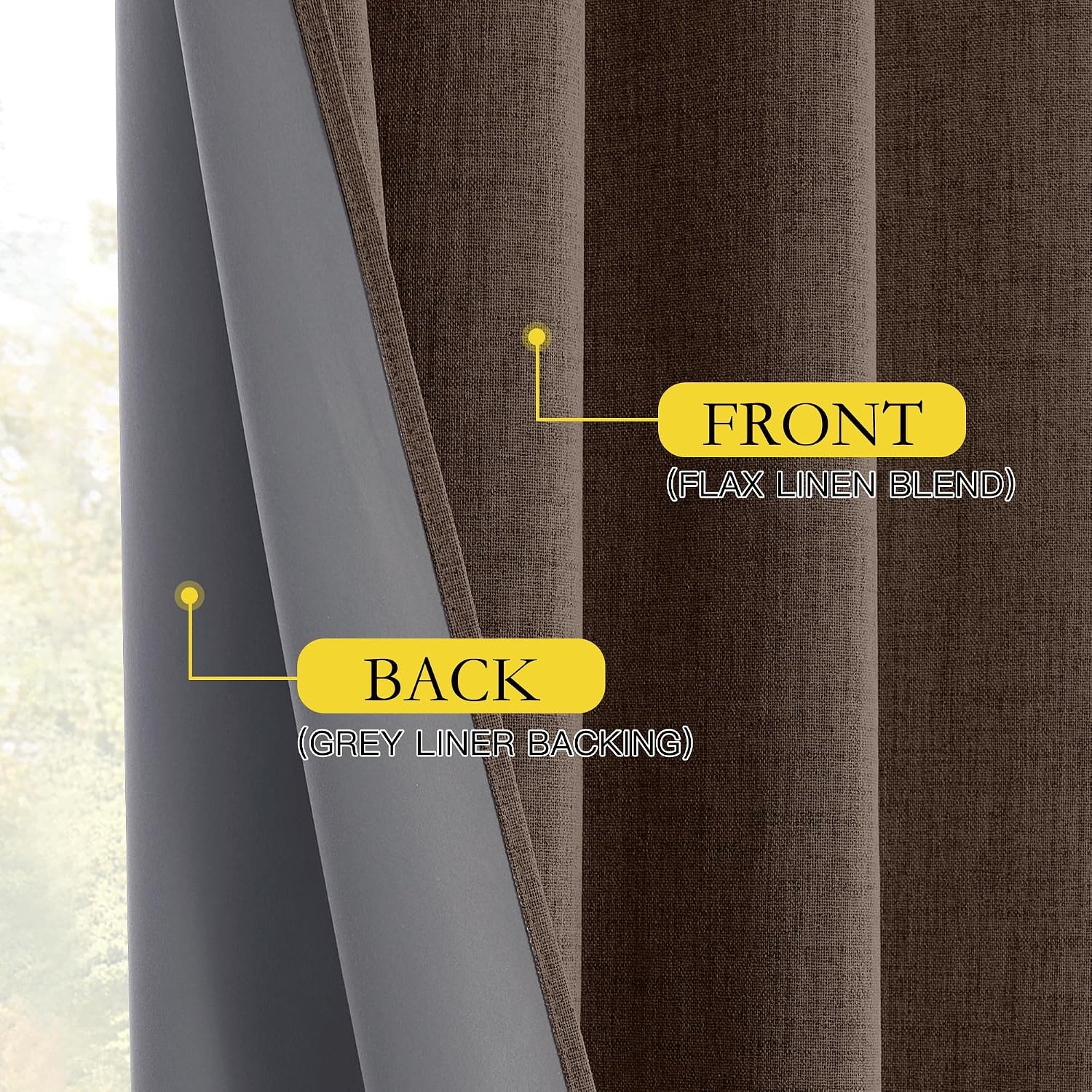 image:imageNICETOWN Natural Faux Linen 100 Blackout Curtains 2 Panels Set 52 x 72 Inch Rod Pocket Thermal Insulated Room Darkening Drapes for Bedroom Nursery Modern Farmhouse Decor Noise ReducingBrown