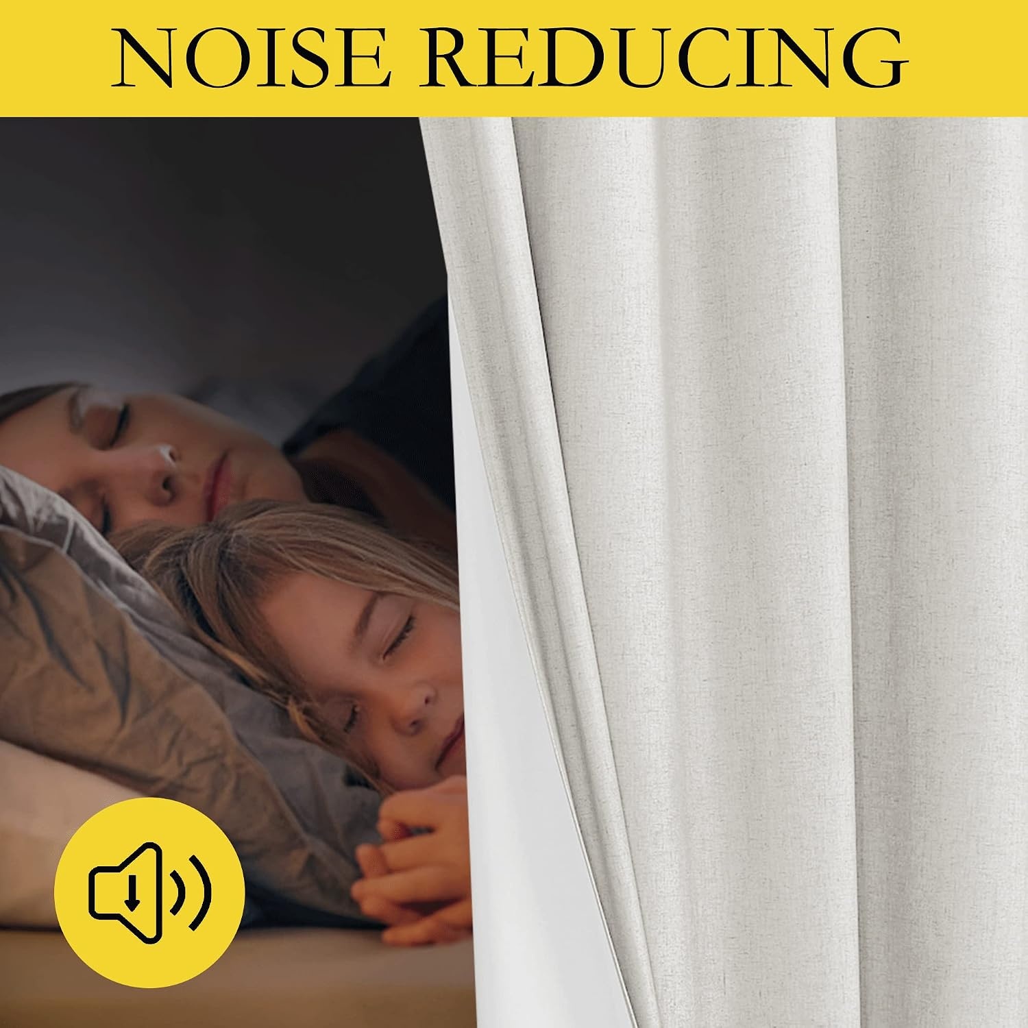 image:imageNICETOWN Natural Faux Linen 100 Blackout Curtains 2 Panels Set 52 x 72 Inch Rod Pocket Thermal Insulated Room Darkening Drapes for Bedroom Nursery Modern Farmhouse Decor Noise ReducingIvory