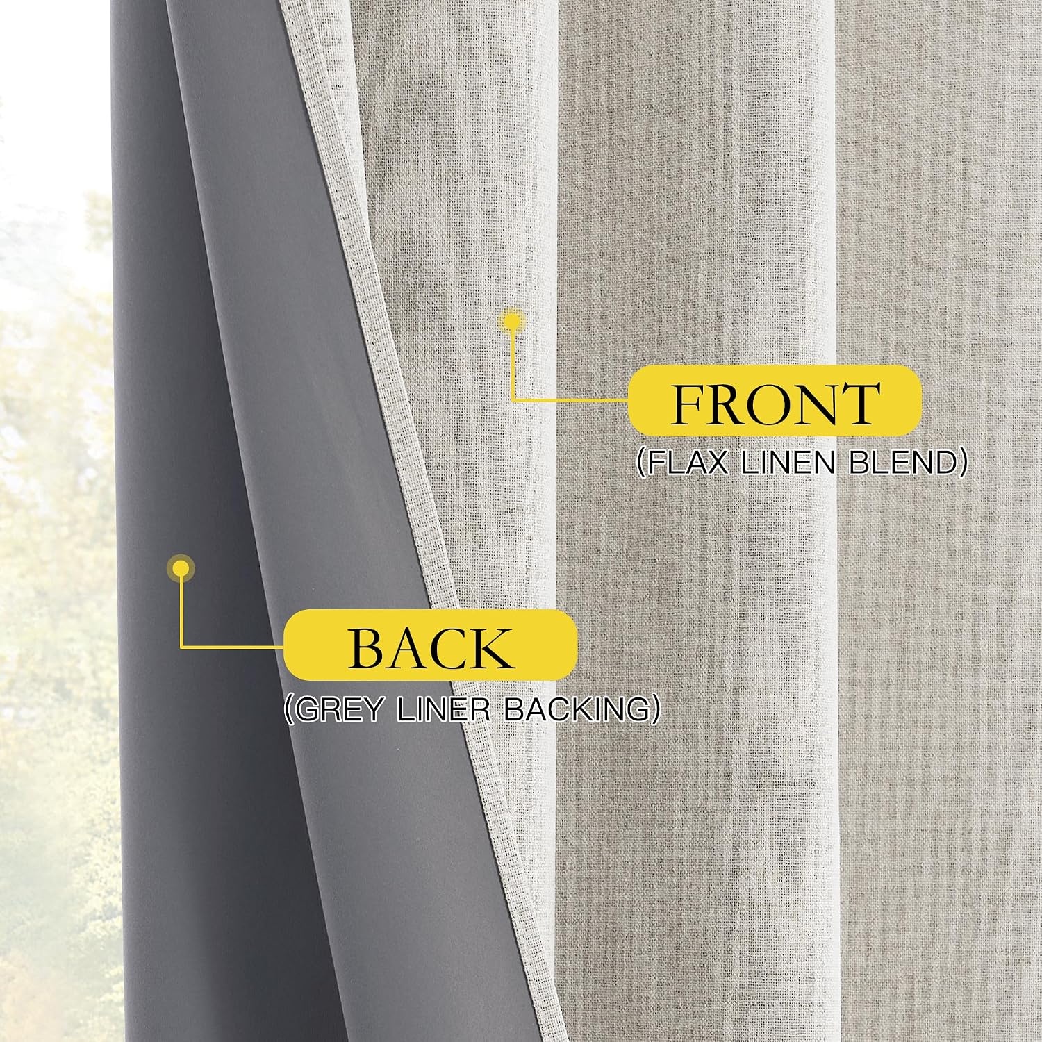 image:imageNICETOWN Natural Faux Linen 100 Blackout Curtains 2 Panels Set 52 x 72 Inch Rod Pocket Thermal Insulated Room Darkening Drapes for Bedroom Nursery Modern Farmhouse Decor Noise ReducingAlabaster Gray