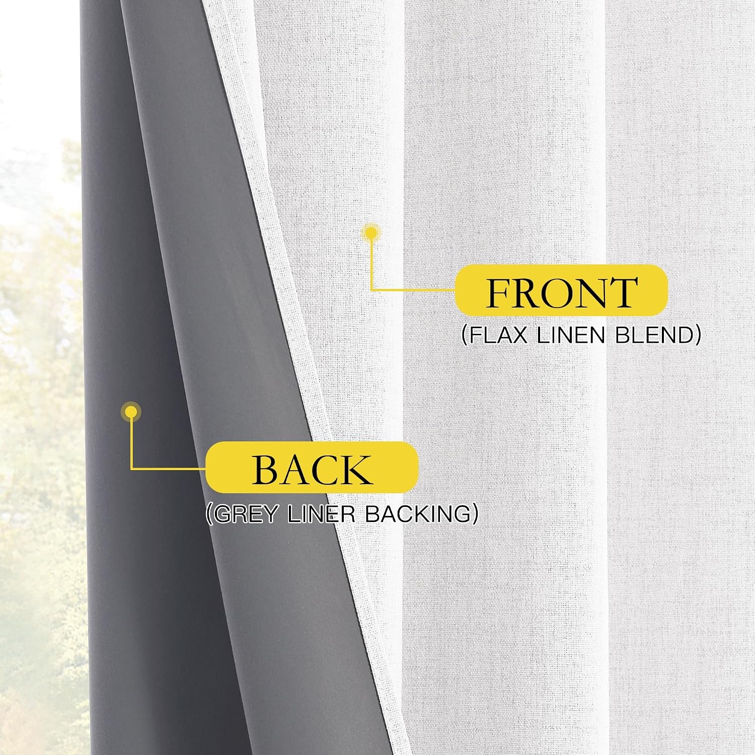 image:imageNICETOWN Natural Faux Linen 100 Blackout Curtains 2 Panels Set 52 x 72 Inch Rod Pocket Thermal Insulated Room Darkening Drapes for Bedroom Nursery Modern Farmhouse Decor Noise ReducingGreyish White