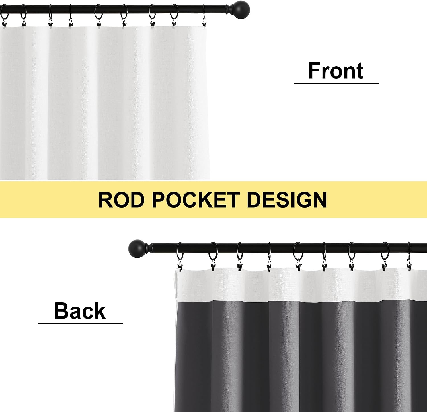 image:imageNICETOWN Natural Faux Linen 100 Blackout Curtains 2 Panels Set 52 x 72 Inch Rod Pocket Thermal Insulated Room Darkening Drapes for Bedroom Nursery Modern Farmhouse Decor Noise ReducingGreyish White