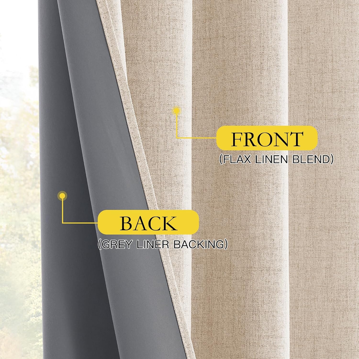image:imageNICETOWN Natural Faux Linen 100 Blackout Curtains 2 Panels Set 52 x 72 Inch Rod Pocket Thermal Insulated Room Darkening Drapes for Bedroom Nursery Modern Farmhouse Decor Noise ReducingBeige
