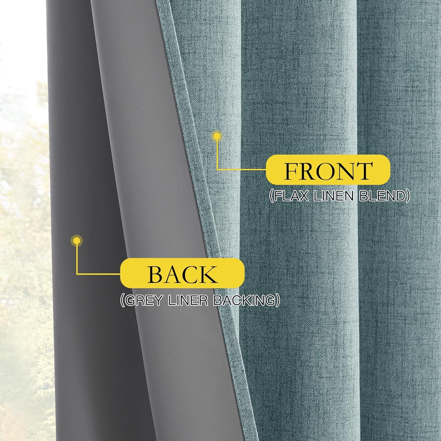 image:imageNICETOWN Natural Faux Linen 100 Blackout Curtains 2 Panels Set 52 x 72 Inch Rod Pocket Thermal Insulated Room Darkening Drapes for Bedroom Nursery Modern Farmhouse Decor Noise ReducingSkylark Blue