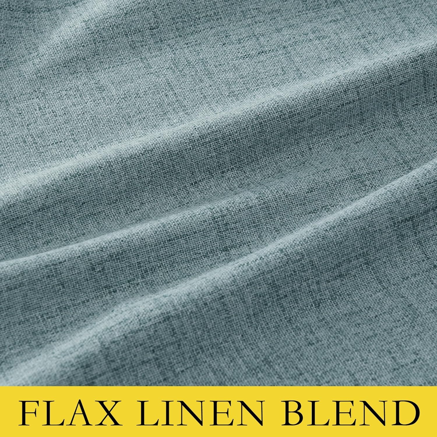 image:imageNICETOWN Natural Faux Linen 100 Blackout Curtains 2 Panels Set 52 x 72 Inch Rod Pocket Thermal Insulated Room Darkening Drapes for Bedroom Nursery Modern Farmhouse Decor Noise ReducingSkylark Blue