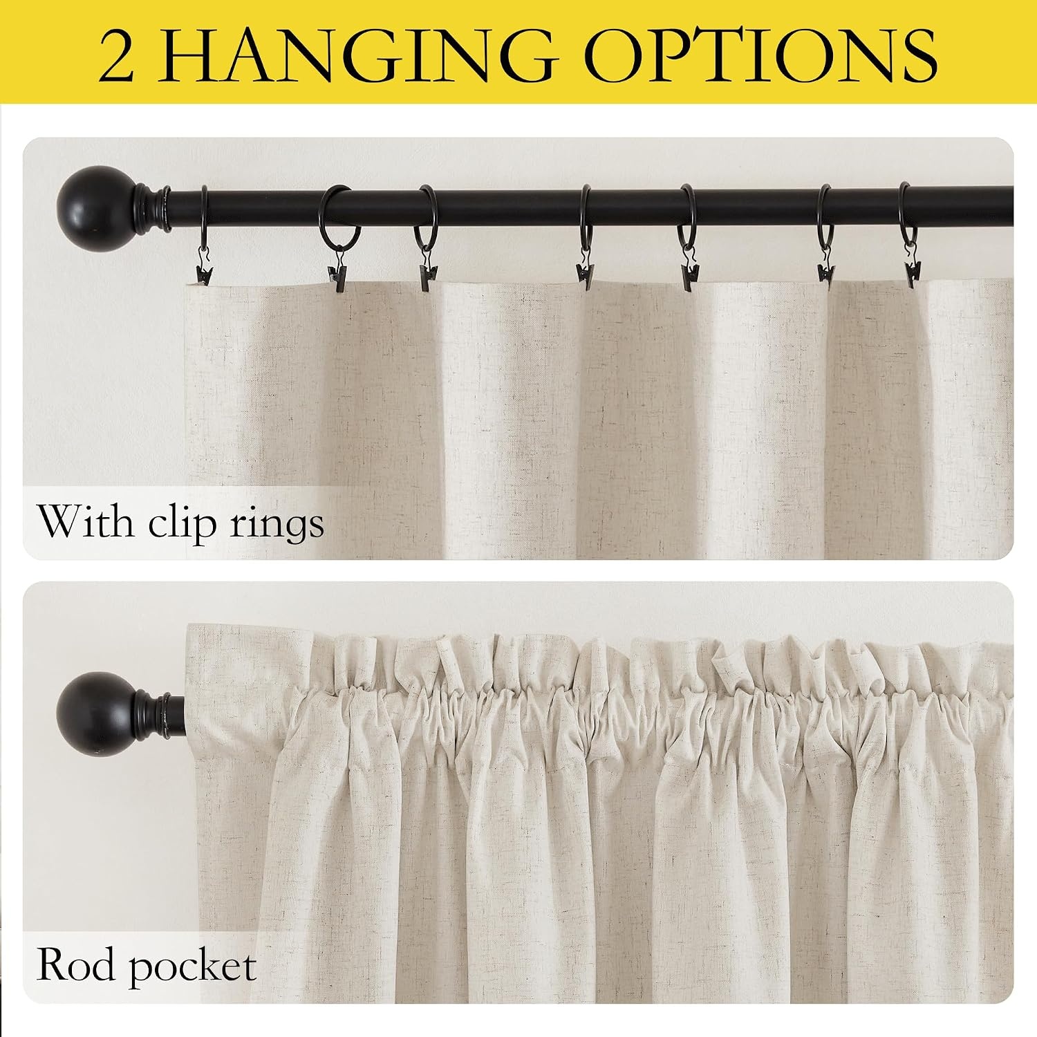 image:imageNICETOWN Natural Faux Linen 100 Blackout Curtains 2 Panels Set 52 x 72 Inch Rod Pocket Thermal Insulated Room Darkening Drapes for Bedroom Nursery Modern Farmhouse Decor Noise ReducingCream