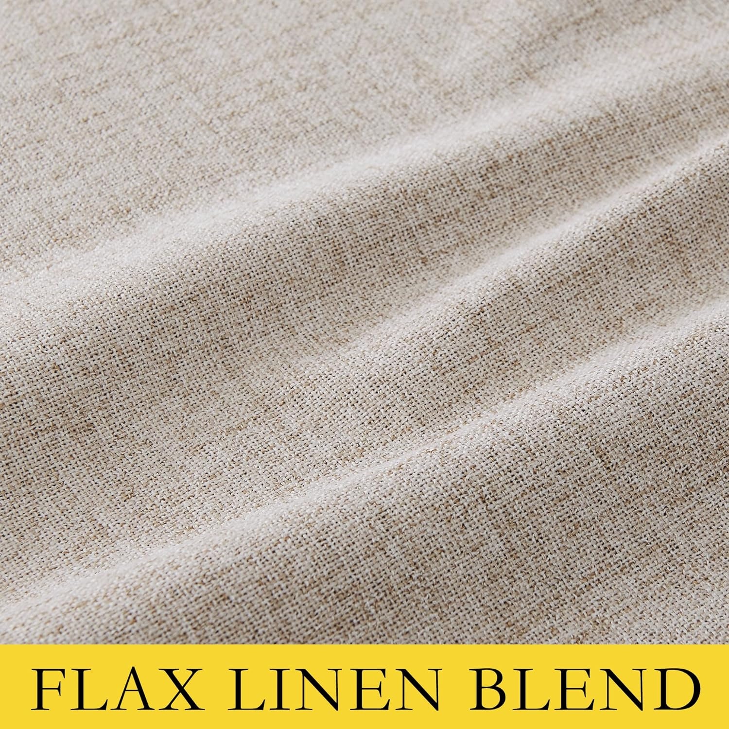 image:imageNICETOWN Natural Faux Linen 100 Blackout Curtains 2 Panels Set 52 x 72 Inch Rod Pocket Thermal Insulated Room Darkening Drapes for Bedroom Nursery Modern Farmhouse Decor Noise ReducingNatural