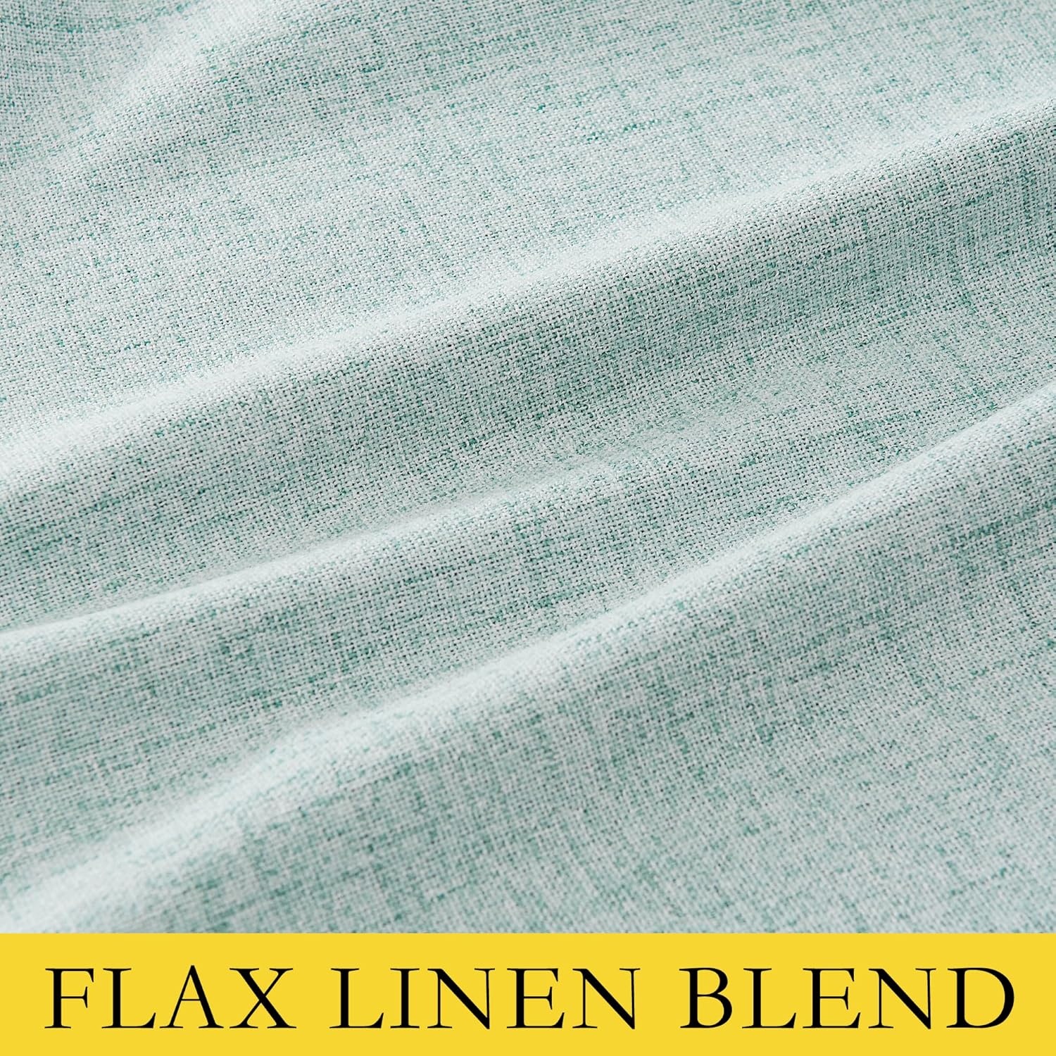 image:imageNICETOWN Natural Faux Linen 100 Blackout Curtains 2 Panels Set 52 x 72 Inch Rod Pocket Thermal Insulated Room Darkening Drapes for Bedroom Nursery Modern Farmhouse Decor Noise ReducingSeafoam Green