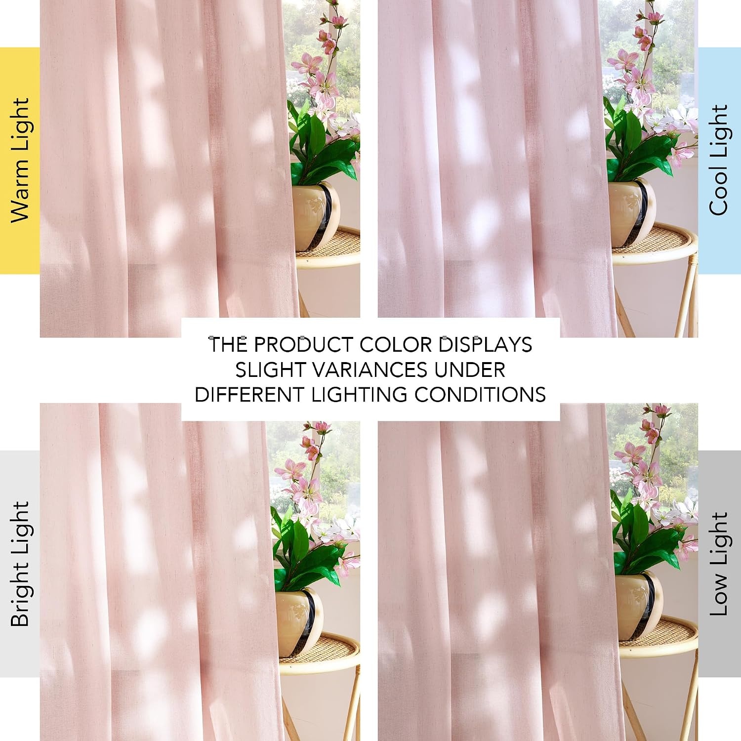 image:imageNICETOWN Natural Linen Curtains for Bedroom Back Tab amp Rod Pocket with Pleat Tab Privacy Added Curtains amp Drapes with Light Filtering Window Treatments for Living Room W52 x L95 2 PanelsLight Pink