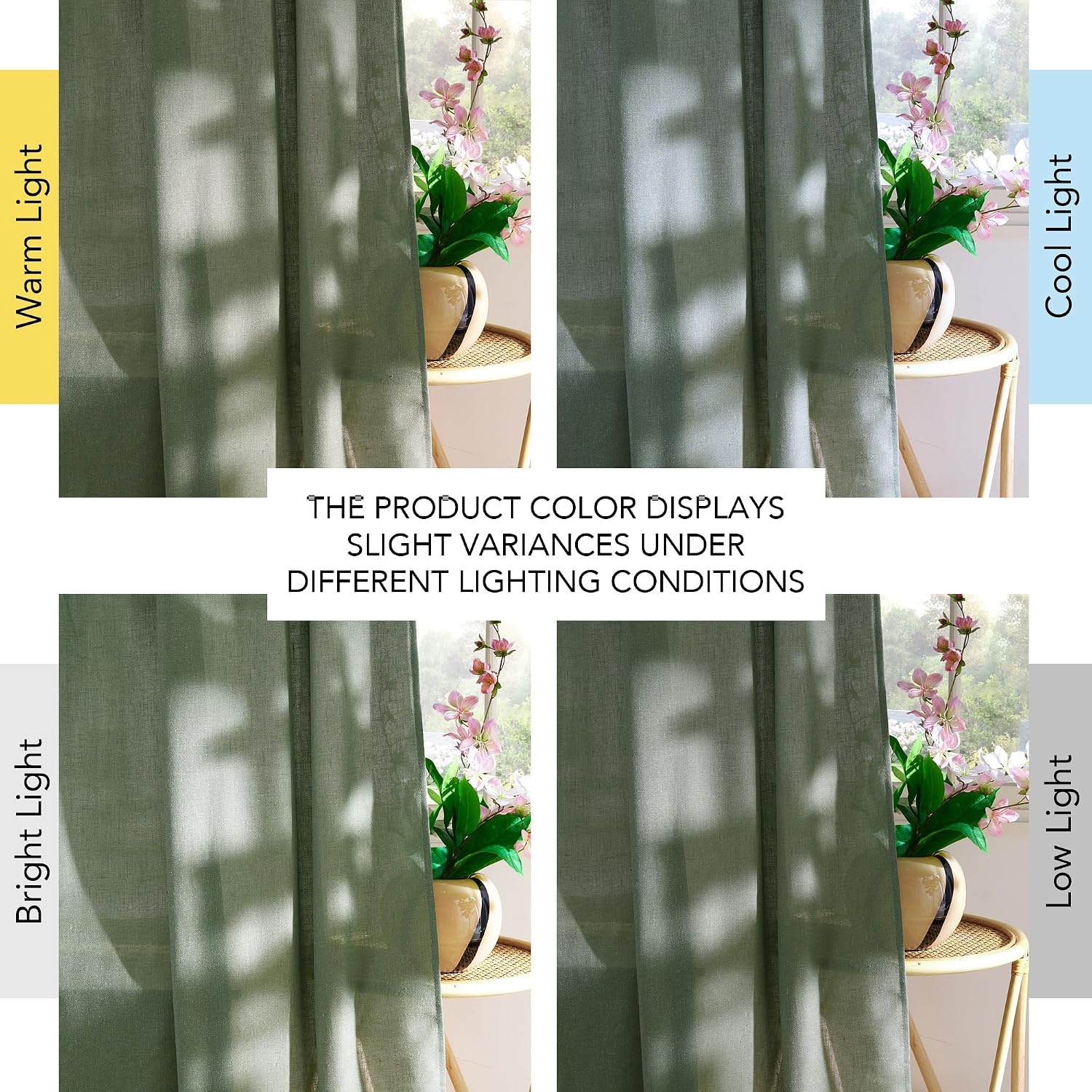 image:imageNICETOWN Natural Linen Curtains for Bedroom Back Tab amp Rod Pocket with Pleat Tab Privacy Added Curtains amp Drapes with Light Filtering Window Treatments for Living Room W52 x L95 2 PanelsForest Green