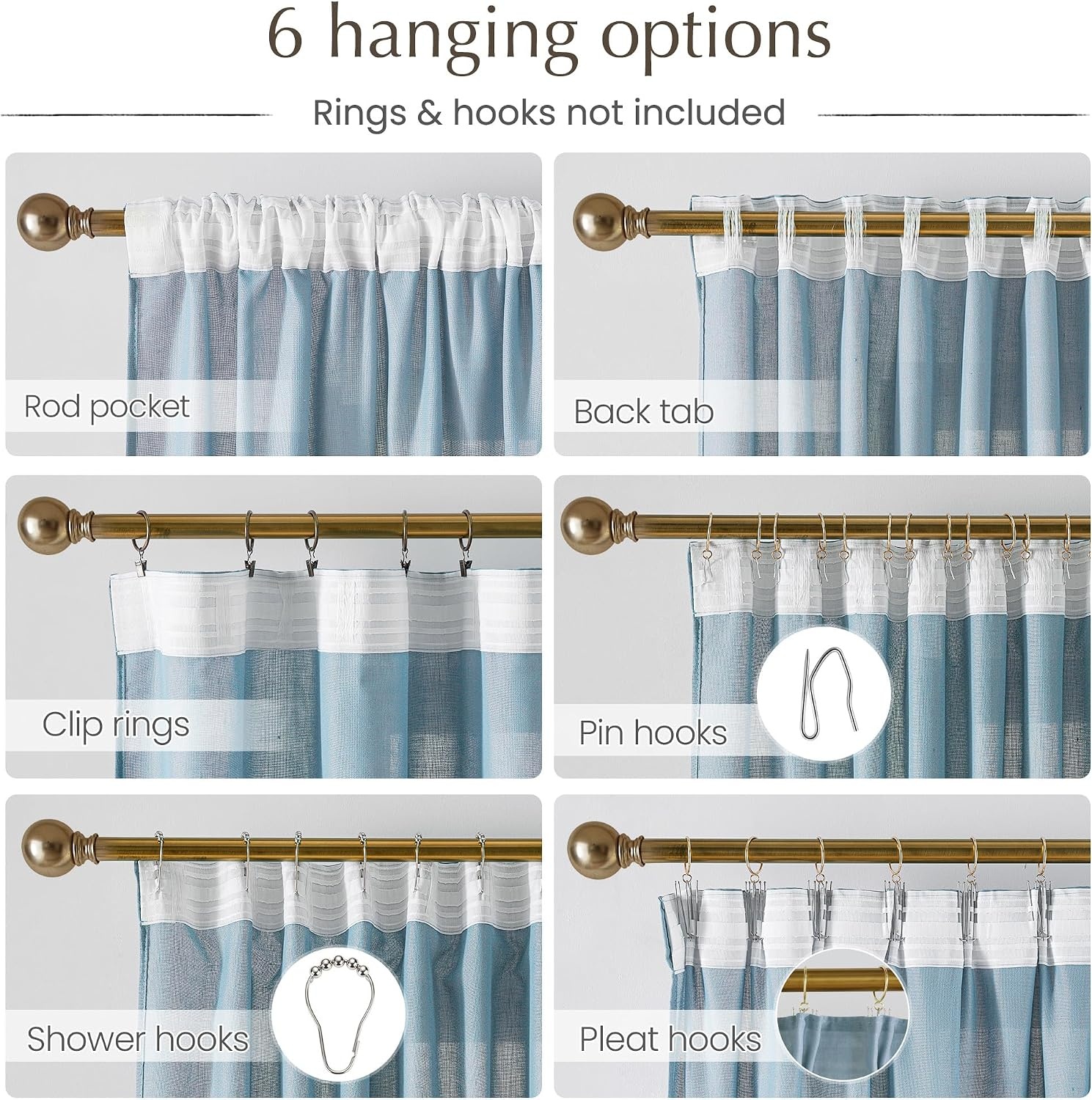 image:imageNICETOWN Natural Linen Curtains for Bedroom Back Tab amp Rod Pocket with Pleat Tab Privacy Added Curtains amp Drapes with Light Filtering Window Treatments for Living Room W52 x L95 2 PanelsStone Blue