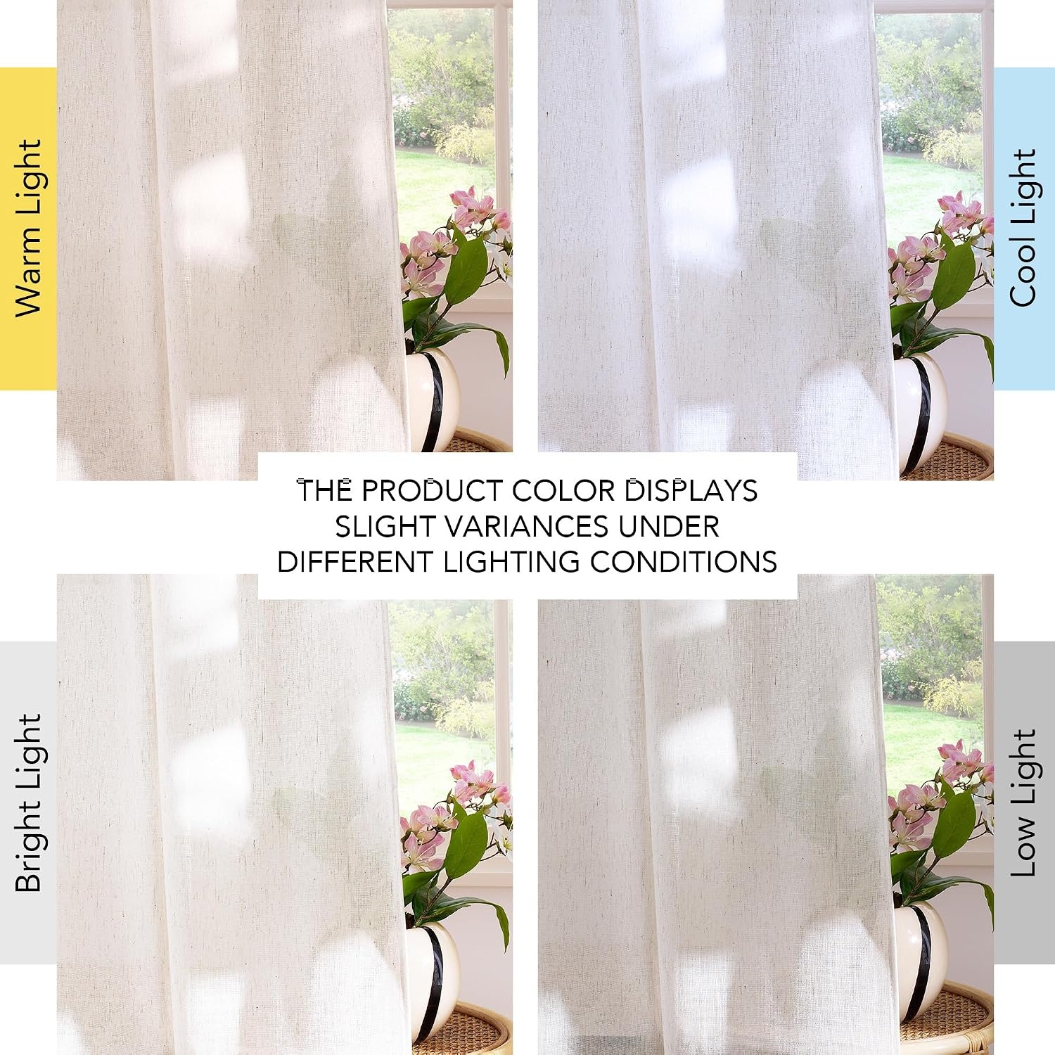 image:imageNICETOWN Natural Linen Curtains for Bedroom Back Tab amp Rod Pocket with Pleat Tab Privacy Added Curtains amp Drapes with Light Filtering Window Treatments for Living Room W52 x L95 2 PanelsCream