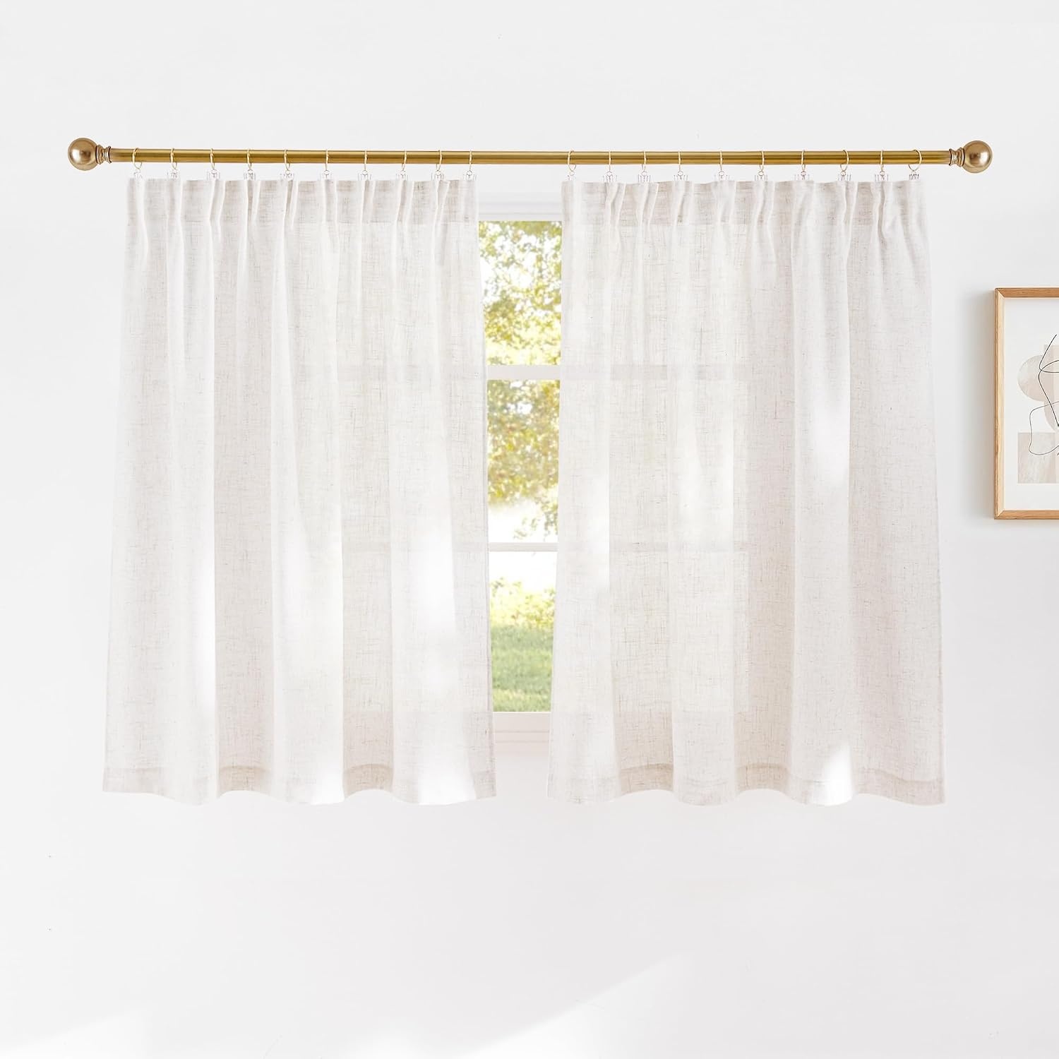image:imageNICETOWN Natural Linen Curtains for Bedroom Back Tab amp Rod Pocket with Pleat Tab Privacy Added Curtains amp Drapes with Light Filtering Window Treatments for Living Room W52 x L95 2 PanelsBurlap