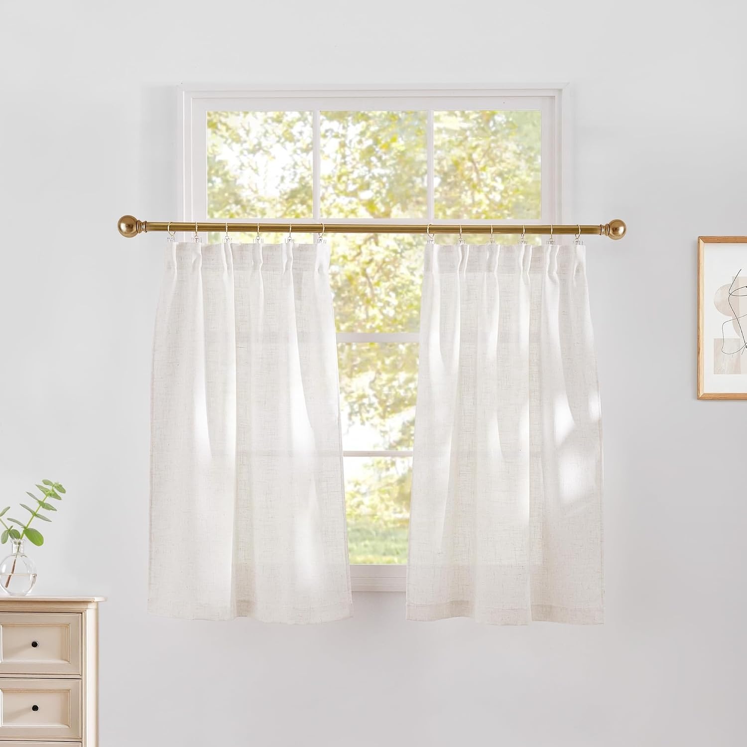 image:imageNICETOWN Natural Linen Curtains for Bedroom Back Tab amp Rod Pocket with Pleat Tab Privacy Added Curtains amp Drapes with Light Filtering Window Treatments for Living Room W52 x L95 2 PanelsBurlap