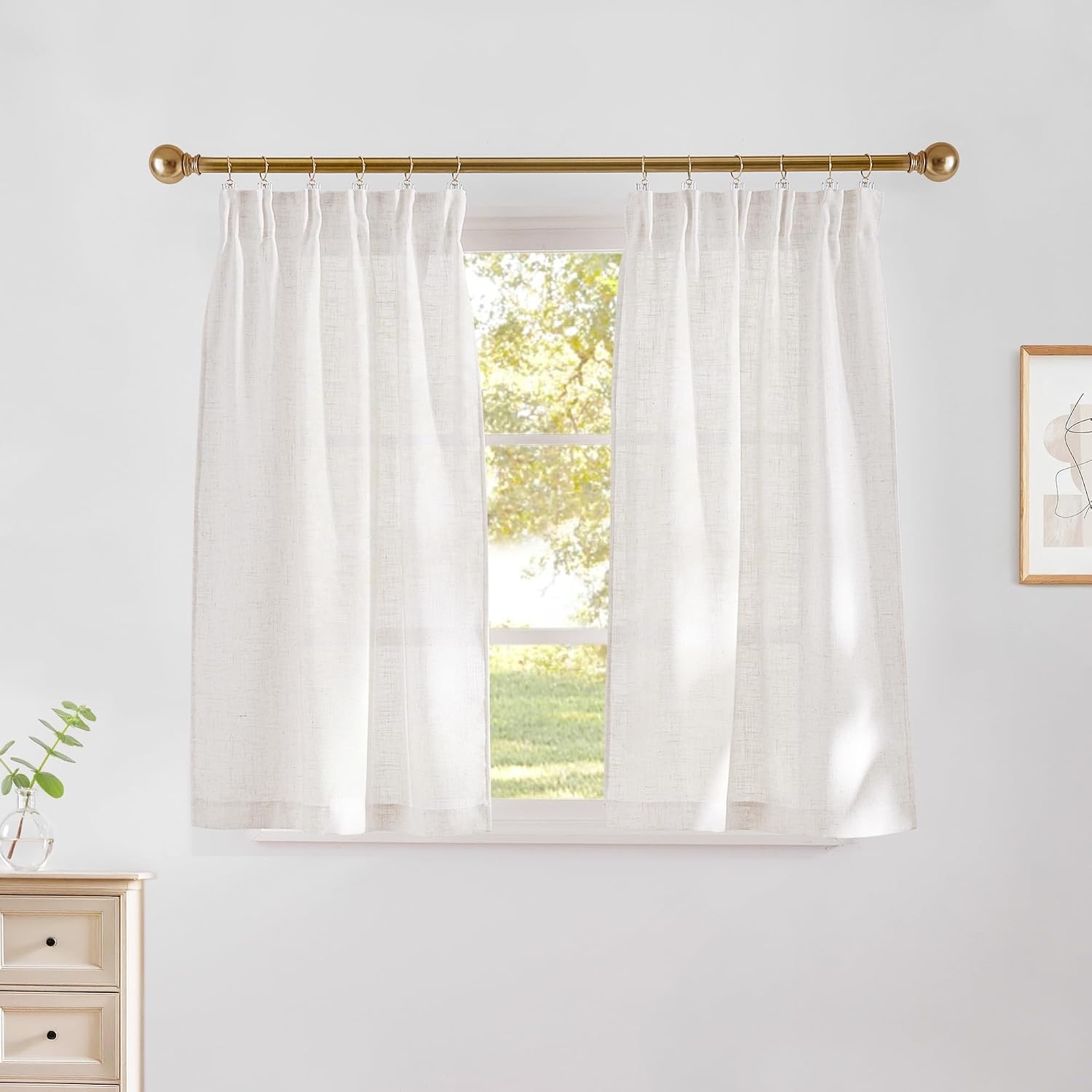 image:imageNICETOWN Natural Linen Curtains for Bedroom Back Tab amp Rod Pocket with Pleat Tab Privacy Added Curtains amp Drapes with Light Filtering Window Treatments for Living Room W52 x L95 2 PanelsBurlap