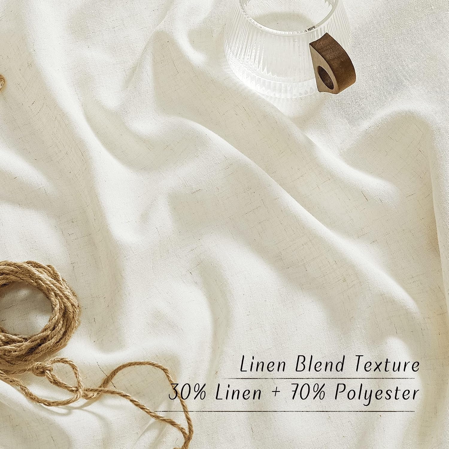 image:imageNICETOWN Natural Linen Curtains for Bedroom Back Tab amp Rod Pocket with Pleat Tab Privacy Added Curtains amp Drapes with Light Filtering Window Treatments for Living Room W52 x L95 2 PanelsOff White Rod Pocket