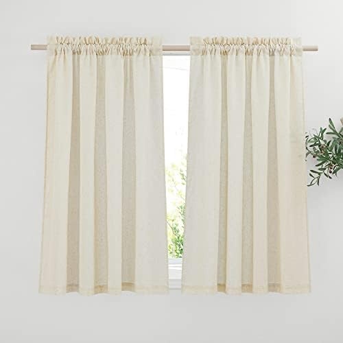 image:imageNICETOWN Natural Linen Curtains for Bedroom Back Tab amp Rod Pocket with Pleat Tab Privacy Added Curtains amp Drapes with Light Filtering Window Treatments for Living Room W52 x L95 2 PanelsOff White Rod Pocket