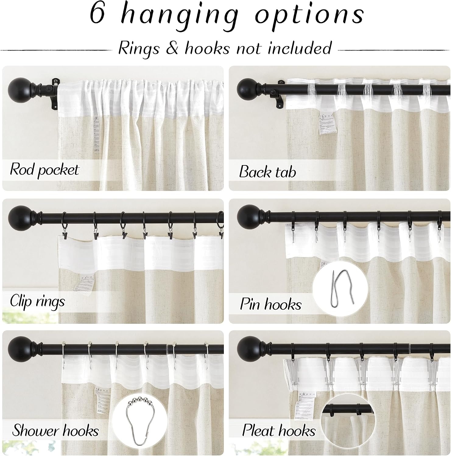 image:imageNICETOWN Natural Linen Curtains for Bedroom Back Tab amp Rod Pocket with Pleat Tab Privacy Added Curtains amp Drapes with Light Filtering Window Treatments for Living Room W52 x L95 2 PanelsNatural
