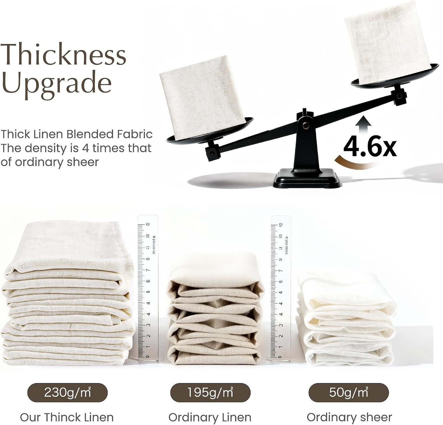 image:imageNICETOWN Natural Linen Curtains for Bedroom Back Tab amp Rod Pocket with Pleat Tab Privacy Added Curtains amp Drapes with Light Filtering Window Treatments for Living Room W52 x L95 2 PanelsBurlap