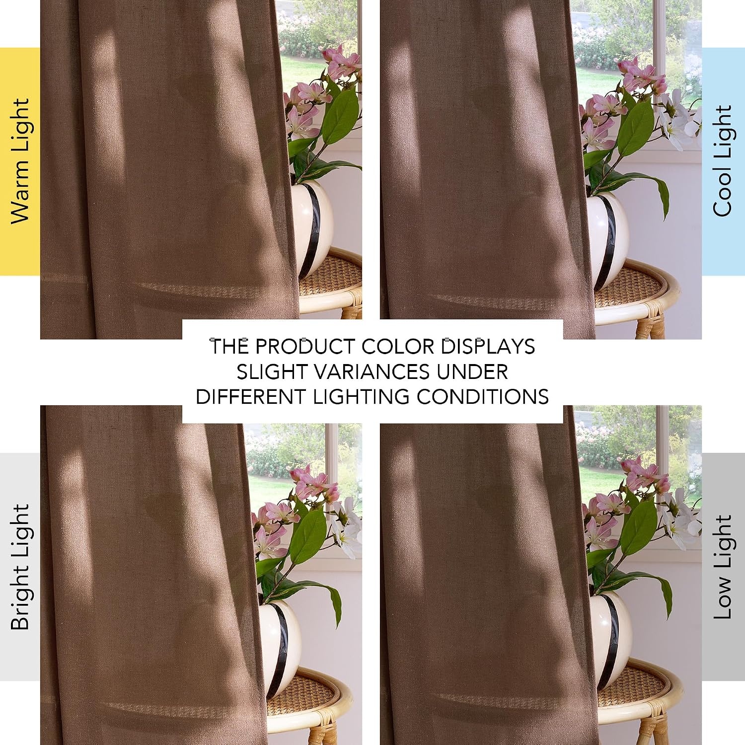 image:imageNICETOWN Natural Linen Curtains for Bedroom Back Tab amp Rod Pocket with Pleat Tab Privacy Added Curtains amp Drapes with Light Filtering Window Treatments for Living Room W52 x L95 2 PanelsGold Brown