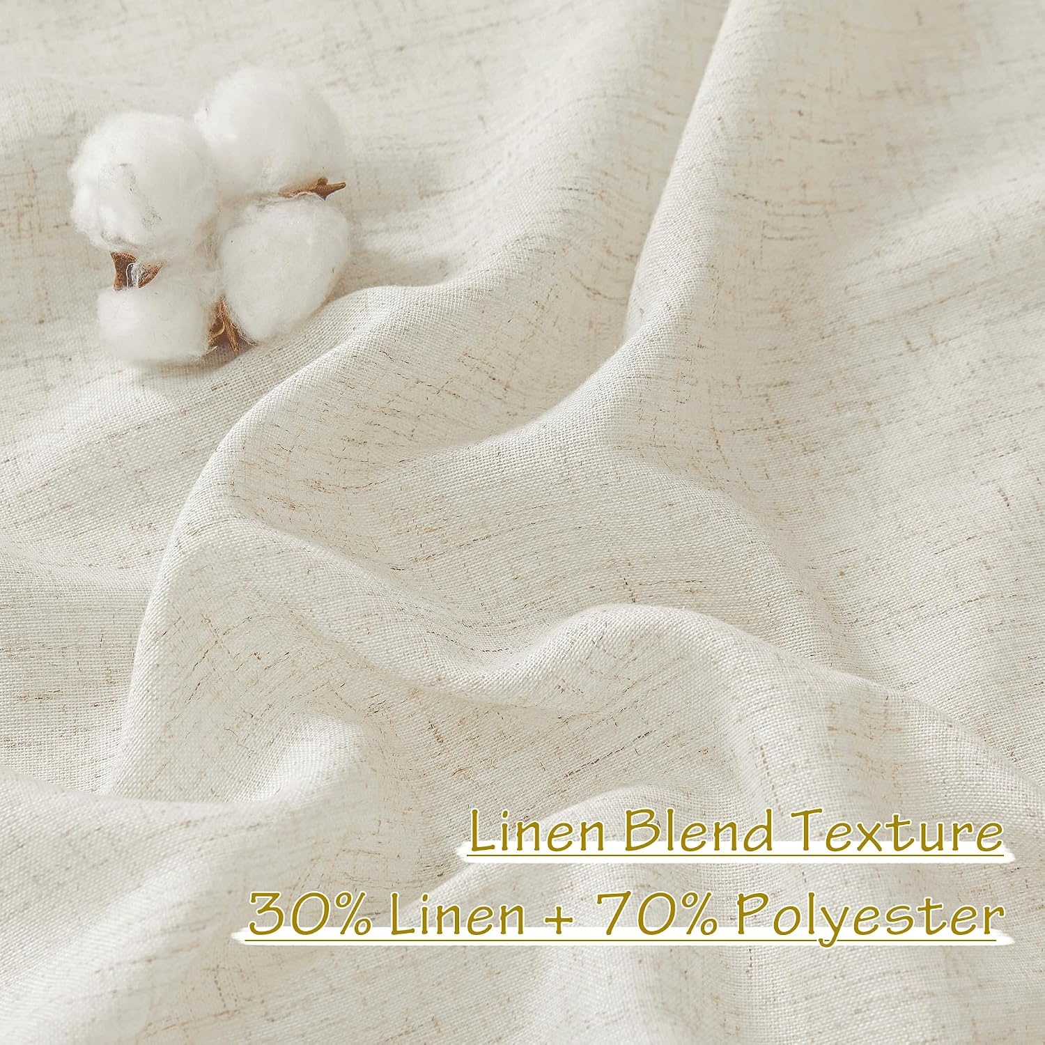 image:imageNICETOWN Natural Linen Curtains for Bedroom Back Tab amp Rod Pocket with Pleat Tab Privacy Added Curtains amp Drapes with Light Filtering Window Treatments for Living Room W52 x L95 2 PanelsNatural