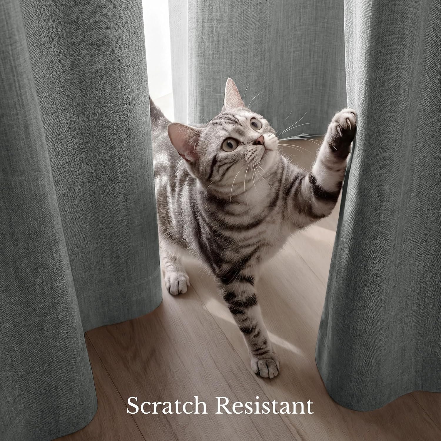 image:imageNICETOWN ScratchProof 100 Blackout Beige 108 inch Curtains HighDensity Linen Blend Window Treatments Rod Pocket amp Back Tab Thermal Drapes for Living Room W52 x L108 2 PanelsGrey